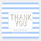 サンキューブルー男の赤ちゃん ストライプの スクエアシール (正面)