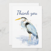 サンキューブルー素晴らしヘロンバード自然アート サンキューカード (正面/裏面)