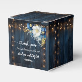 サンキューブルー素朴ウッドホワイトフローラ結婚ズ フェイバーボックス (正面サイド)