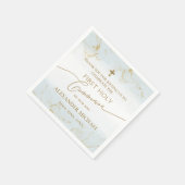 サンキューブルー金ゴールドクロスボーイファースト聖餐会 スタンダードカクテルナプキン (角)