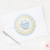 サンキューブルー金ゴールドパーソナライズされた結婚式用シール ラウンドシール (封筒)