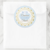 サンキューブルー金ゴールドパーソナライズされた結婚式用シール ラウンドシール (バッグ)