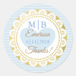 サンキューブルー金ゴールドパーソナライズされた結婚式用シール ラウンドシール