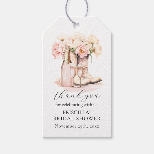 サンキューブーツバブルウェスタン牡丹ブライダルシャワー ギフトタグ (正面)