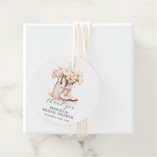 サンキューブーツバブルウェスタン牡丹ブライダルシャワー フェイバータグ (インサイチュ)