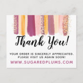 サンキュープラムパープル&金ゴールドストロ絵を描ーククーポン ポストカード (正面)