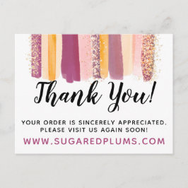 サンキュープラムパープル&金ゴールドストロ絵を描ーククーポン ポストカード