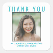 サンキューベイシテーションブラックパステルブルー名前をカスタムする スクエアシール (正面)