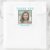 サンキューベイシテーションブラックパステルブルー名前をカスタムする スクエアシール (バッグ)