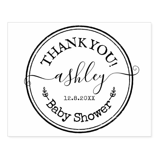 サンキューベイビーシャワーカスタムヴィンテージスクリプト ラバースタンプ (インプリント)