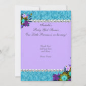 サンキューベイビーシャワーガールティール（緑がかった色）ブルーパープル サンキューカード (裏面)