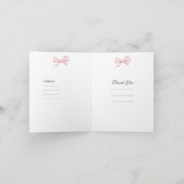 サンキューベイビーシャワーピンクかわいらしシルバーストライプ サンキューカード (内部)