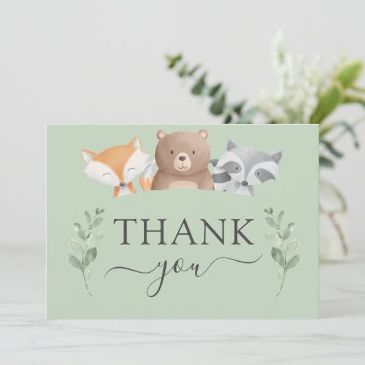 サンキューベイビーシャワー森の緑 サンキューカード (スタンド正面)
