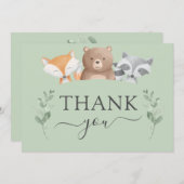 サンキューベイビーシャワー森の緑 サンキューカード (正面/裏面)