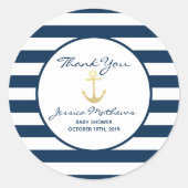 サンキューベイビーシャワー航海の男の赤ちゃんのお願い ラウンドシール (正面)
