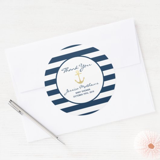 サンキューベイビーシャワー航海の男の赤ちゃんのお願い ラウンドシール (封筒)