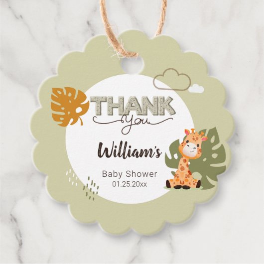 サンキューベビーキリン、ベビーシャワー招待状 フェイバータグ (正面)