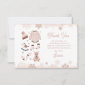 サンキューベビーシャワー寒い外のスノーニュートラル サンキューカード (正面)