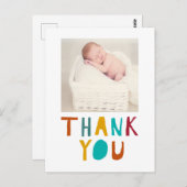 サンキューベビー生まれたばかりのシャワーかわいいタイポグラフィ ポストカード (正面/裏面)