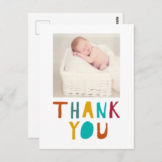 サンキューベビー生まれたばかりのシャワーかわいいタイポグラフィ ポストカード (正面/裏面)