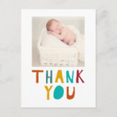 サンキューベビー生まれたばかりのシャワーかわいいタイポグラフィ ポストカード (正面)