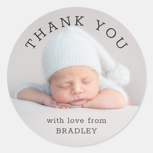 サンキューベビー生まれたばかりのBaby Showerスクリプト ラウンドシール (正面)