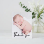 サンキューベビー誕生発表 | スクリプト文字 ポストカード (スタンド正面)