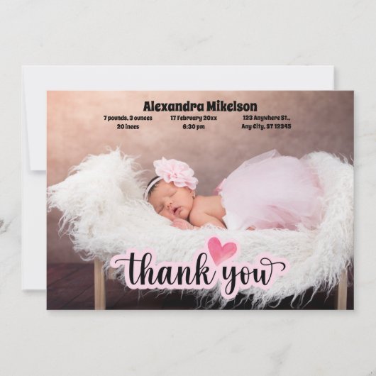 サンキューベビー誕生発表 案内状 (正面)