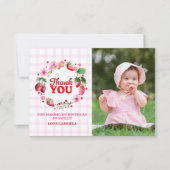 サンキューベリースイートストロベリー誕生日写真 サンキューカード (正面)
