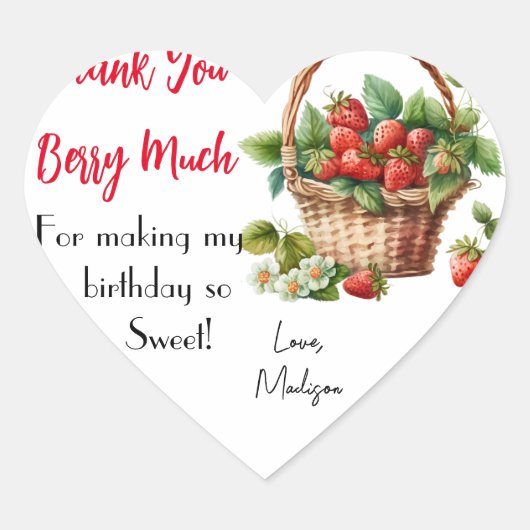 サンキューベリーマリーイチゴフローラ誕生日 ハートシール (正面)
