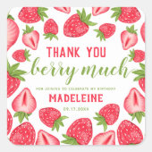 サンキューベリーマリーストロベリー誕生日カスタムSq スクエアシール (正面)