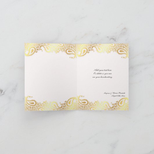 サンキューペイズリーエレガントインディアン折り畳みカード サンキューカード (内部)