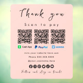 サンキューペイパルVenmoキャッシュアプリQrコード赤面ピンク ウィンドウサイン (シート3)