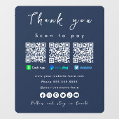 サンキューペイパルVenmoキャッシュアプリQrコードNavy Blue ウィンドウサイン (シート)