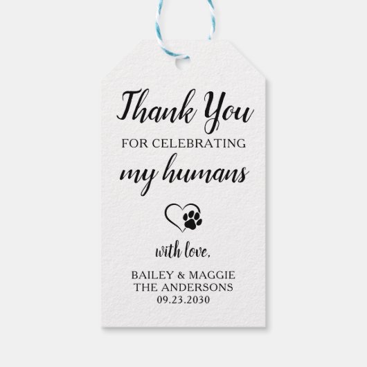 サンキューペットドパーソナライズされたッグトリート結婚式の引き出物 ギフトタグ (裏面)