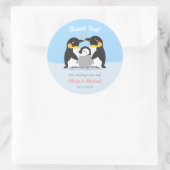 サンキューペンギン家族赤ちゃんシャワー装飾品 ラウンドシール (バッグ)