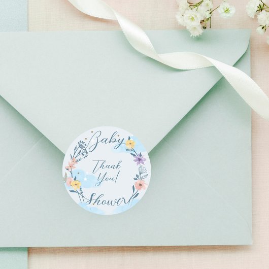 サンキューホットエアバルーンTeddyベアーブルー ラウンドシール