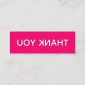 サンキューホットピンクホワイト感謝タイポグラフィ スキニー名刺 (裏面)