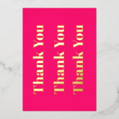 サンキューホットピンク金ゴールド 箔招待状 (正面)