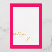 サンキューホットピンク金ゴールド 箔招待状 (裏面)