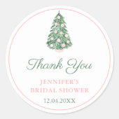 サンキューホリエレガントズツリーピンクグリーンのお願い ラウンドシール (正面)