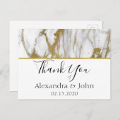 サンキューホワイトと金ゴールドエレガント大理石 ポストカード (正面/裏面)