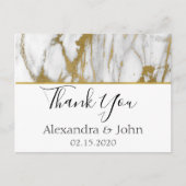 サンキューホワイトと金ゴールドエレガント大理石 ポストカード (正面)