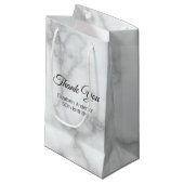 サンキューホワイトフェイクマーブルエレガントな誕生日パーティー スモールペーパーバッグ (正面アングル)