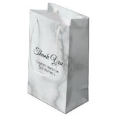 サンキューホワイトフェイクマーブルエレガントな誕生日パーティー スモールペーパーバッグ (裏面アングル)