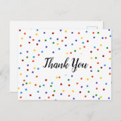 サンキューホワイトレインボー水玉模様 ポストカード (正面/裏面)