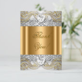 サンキューホワイト金ゴールド誕生日パーティーダイヤモンド サンキューカード (スタンド正面)