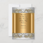 サンキューホワイト金ゴールド誕生日パーティーダイヤモンド サンキューカード (裏面)