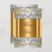 サンキューホワイト金ゴールド誕生日パーティーダイヤモンド サンキューカード (正面/裏面)