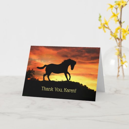 サンキューホース名前をカスタムする私の日にした カード (黄色い花)